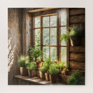 Potted Plants In A Sunny Window Jigsaw Puzzle