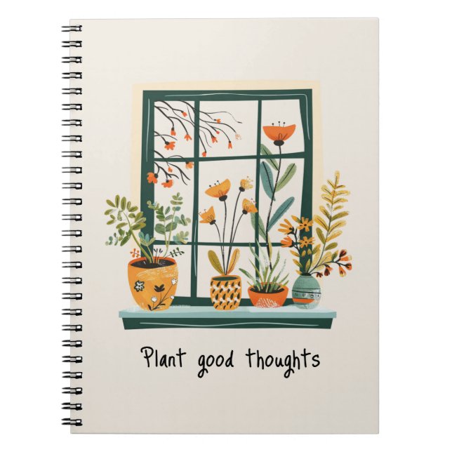 Potted Plants Mental Health Positivity Notebook (Front)