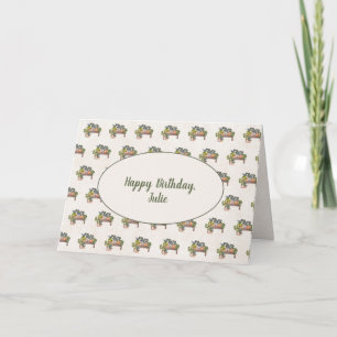 Potted Plants On Garden Bench Birthday Card