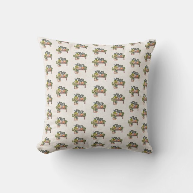 Potted Plants On Garden Bench Cushion (Front)
