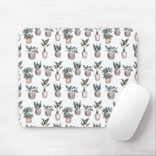 Potted Plants On White Mouse Mat