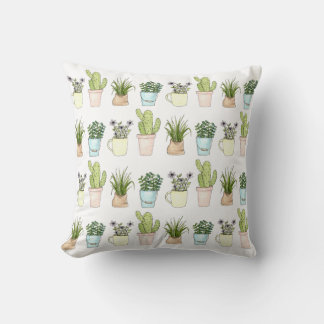 Potted Plants Pattern Pillow