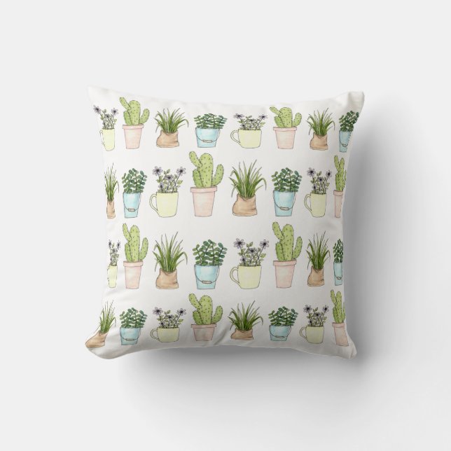 Potted Plants Pattern Pillow (Front)