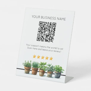 Potted plants QR code business review YELP  Pedestal Sign