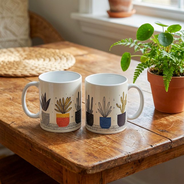 Potted Plants Row fun Botanical Coffee Mug (Potted Plants Row fun Botanical Coffee Mug.)