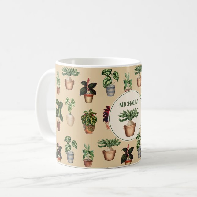 Potted Plants Terracotta Pots Name Coffee Mug (Front Left)