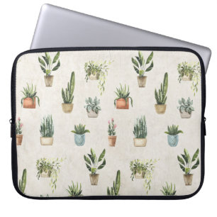 Potted Plants Watercolor Design Laptop Sleeve