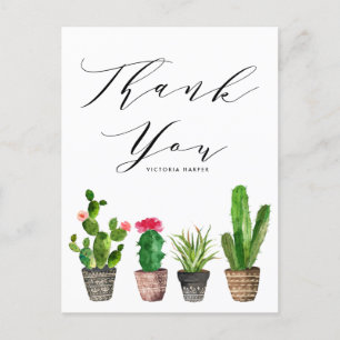 Potted Succulents and Cactus Graduation Thank You Postcard