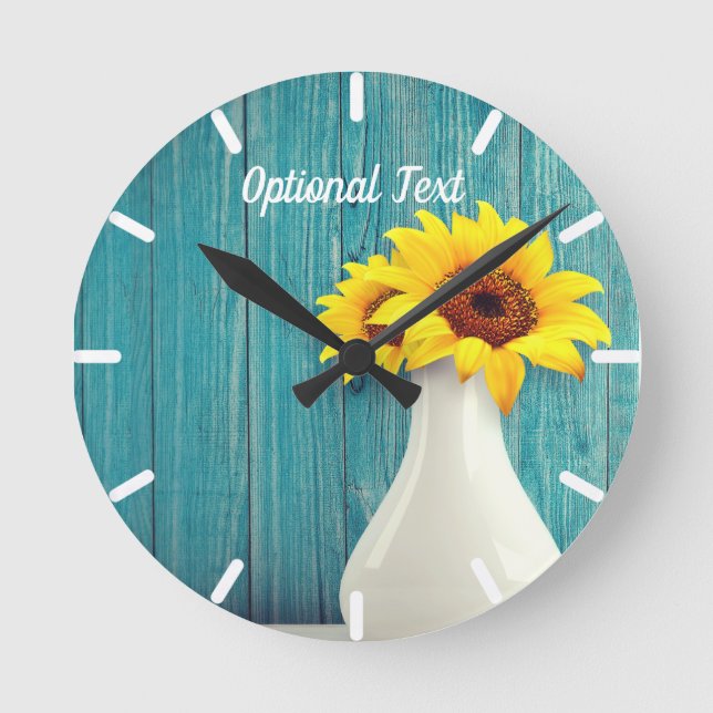 Potted Sunflowers Round Clock (Front)