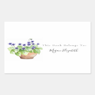 Potted Violets Rectangular Sticker