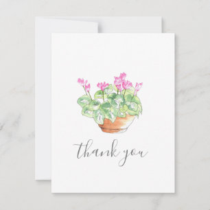 Potted Watercolor Cyclamen Thank You Card