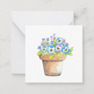 Potted Watercolor Pansies Card
