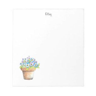 Potted Watercolor Pansies Notepad