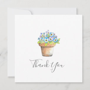 Potted Watercolor Pansies Thank You Card