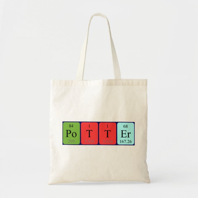 Potter periodic table name tote bag (Front)