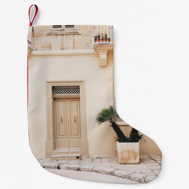 Potter plant near concrete house small christmas stocking (Front)