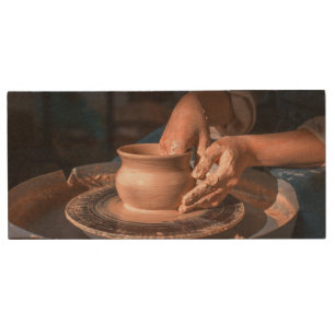 Potter Pottery Clay Studio Lessons Teacher Wood USB Flash Drive