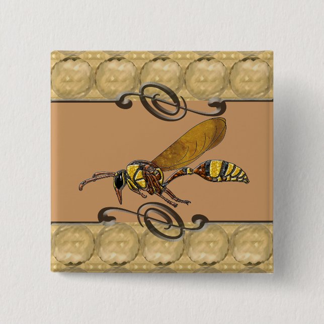 Potter Wasp 15 Cm Square Badge (Front)