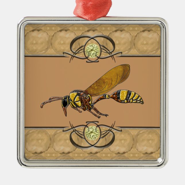 Potter Wasp Metal Tree Decoration (Front)