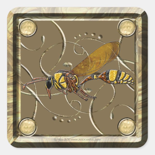 Potter Wasp Square Sticker (Front)