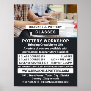 Potter Wheels, Pottery Classes, Potters Advert Poster