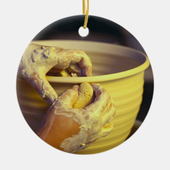 Potter's Hands Creating 1 Ceramic Tree Decoration (Front)
