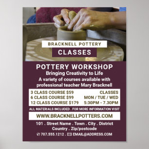 Potter's Wheel, Pottery Classes, Potters Advert Poster