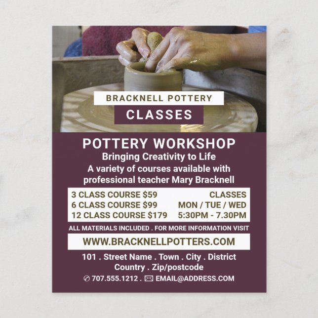 Potter's Wheel, Pottery Classes, Potters  Flyer (Front)