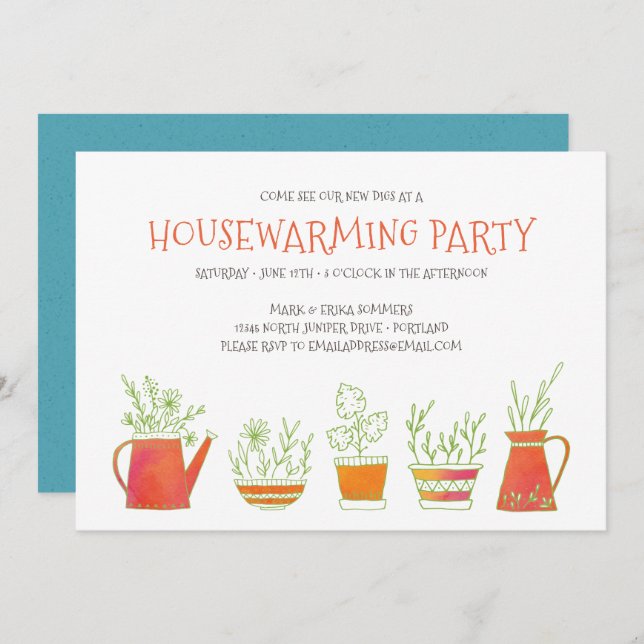 Pottery and Plants Housewarming Party Invitation (Front/Back)