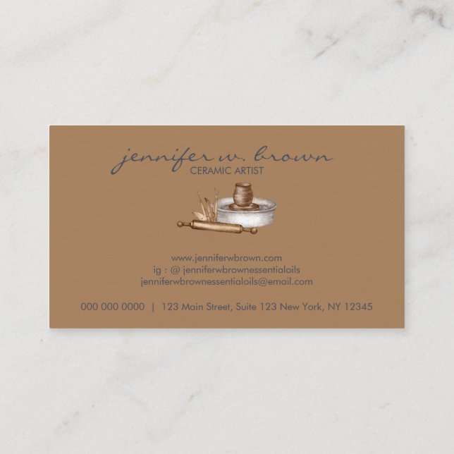 Pottery Ceramic Artist Tools Business Card (Back)