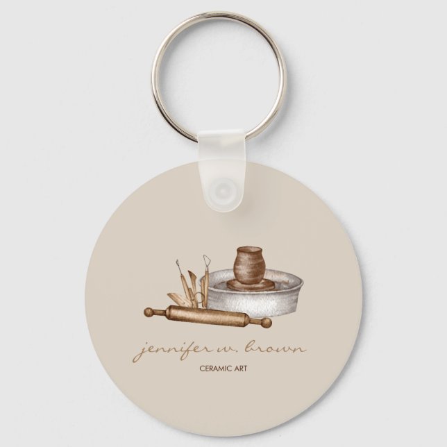 Pottery Ceramics pottery branding Key Ring (Front)