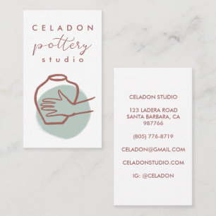 POTTERY Ceramics Studio Elegant Hand-drawn CUSTOM  Business Card
