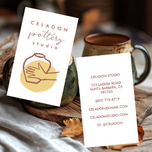 POTTERY Ceramics Studio Elegant Hand-drawn CUSTOM  Business Card