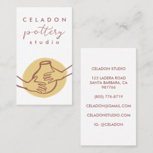 POTTERY Ceramics Studio Elegant Hand-drawn CUSTOM  Business Card