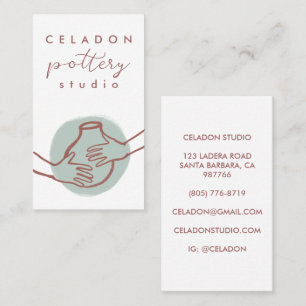 POTTERY Ceramics Studio Elegant Hand-drawn CUSTOM  Business Card