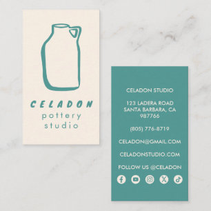 POTTERY Ceramics Studio Elegant Hand-drawn Icons  Business Card