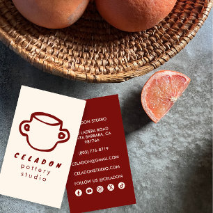 POTTERY Ceramics Studio Elegant Hand-drawn Icons  Business Card
