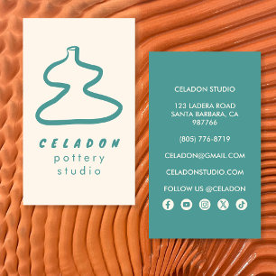 POTTERY Ceramics Studio Elegant Hand-drawn Icons  Business Card