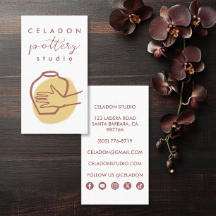 POTTERY Ceramics Studio Elegant Hand-drawn Icons  Business Card