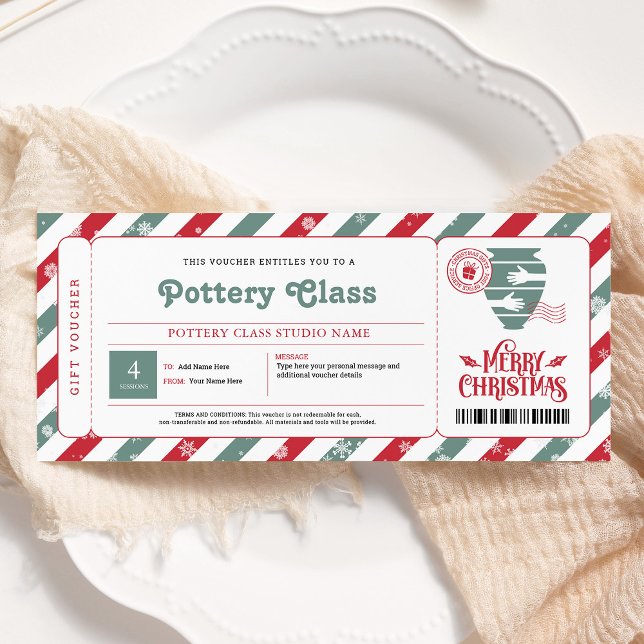 Pottery Class Christmas Gift Voucher Invitation (Creator Uploaded)