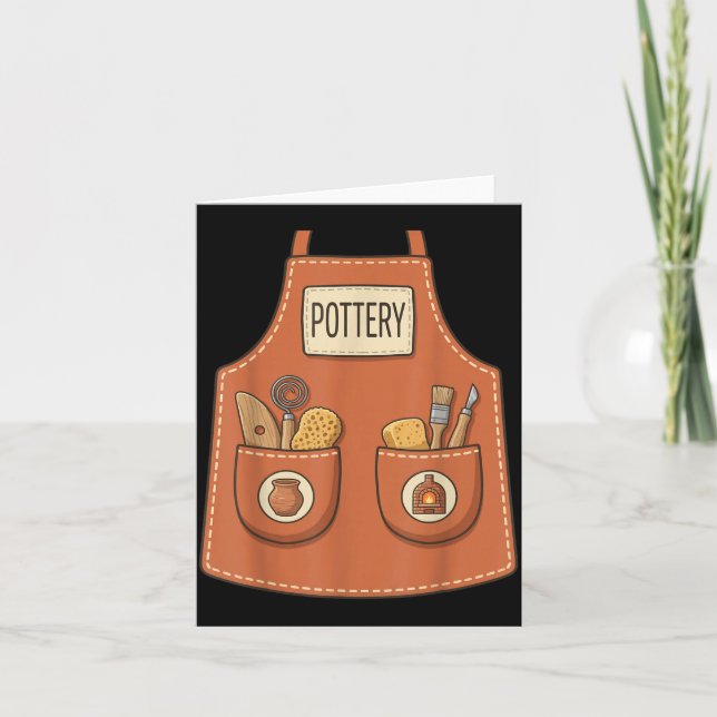 Pottery Funny Ceramic Artist Kiln Worker Apron Card (Front)