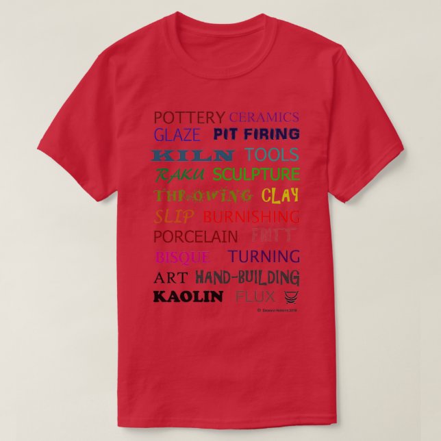 POTTERY GLOSSARY MULTICOLOURED T-Shirt (Design Front)