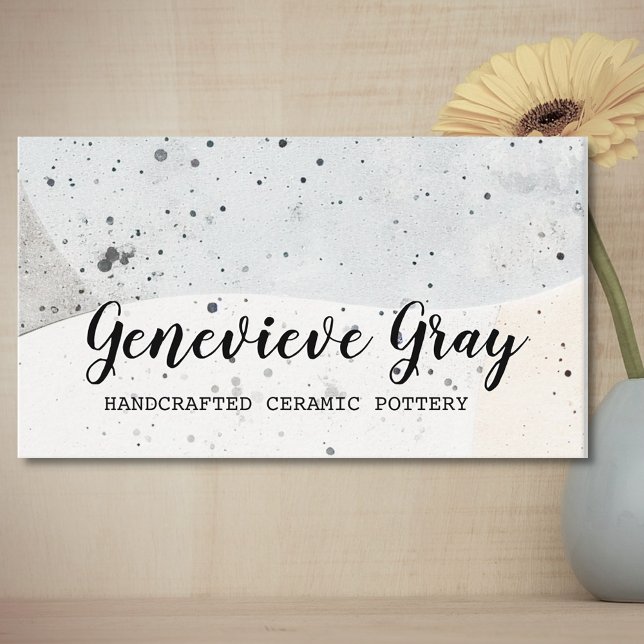 Pottery Handcrafted Modern Calligraphy Script Grey Business Card (Creator Uploaded)