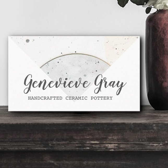 Pottery Handcrafted Modern Calligraphy Script Grey Business Card (Creator Uploaded)