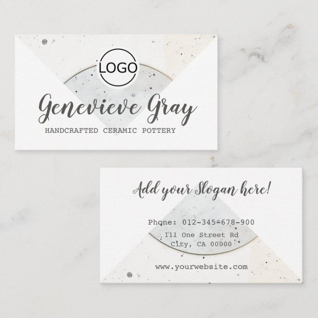 Pottery Handcrafted Modern Calligraphy Script Logo Business Card (Front/Back)