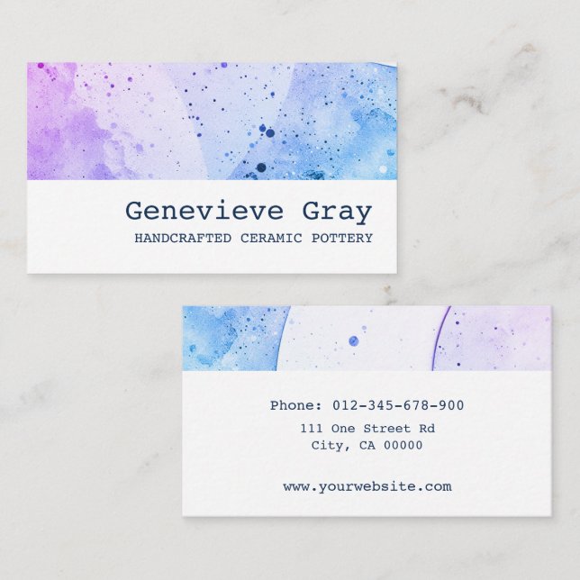 Pottery Handcrafted Modern Clean Texture Ombre  Business Card (Front/Back)