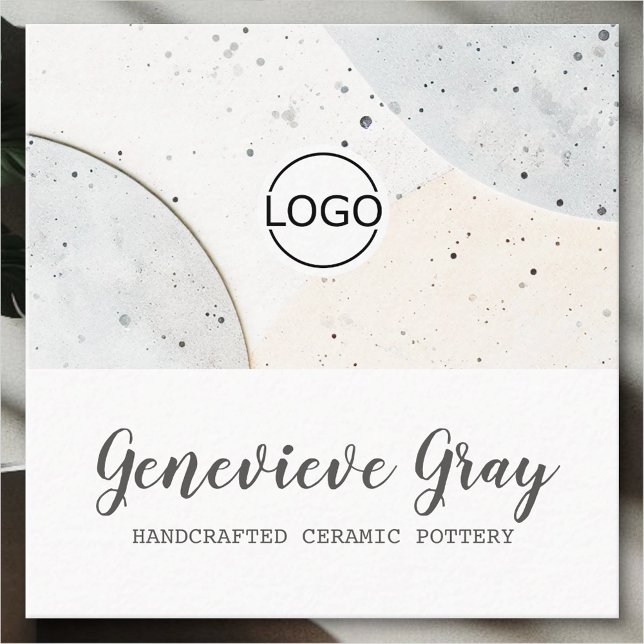 Pottery Handcrafted Modern Concrete Logo Template Square Business Card (Creator Uploaded)