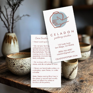 POTTERY Handmade Ceramics CARE Instructions  Business Card