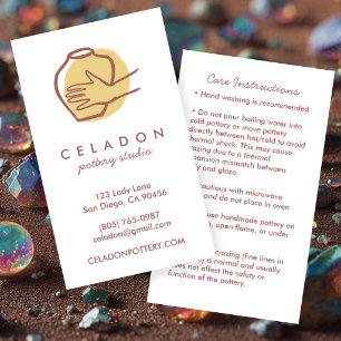 POTTERY Handmade Ceramics CARE Instructions  Business Card