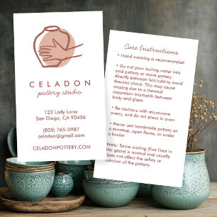 POTTERY Handmade Ceramics CARE Instructions  Business Card